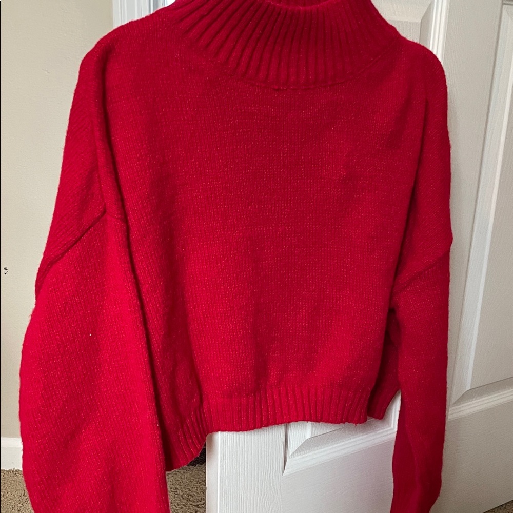 Classic Red Turtleneck Women's Sweater